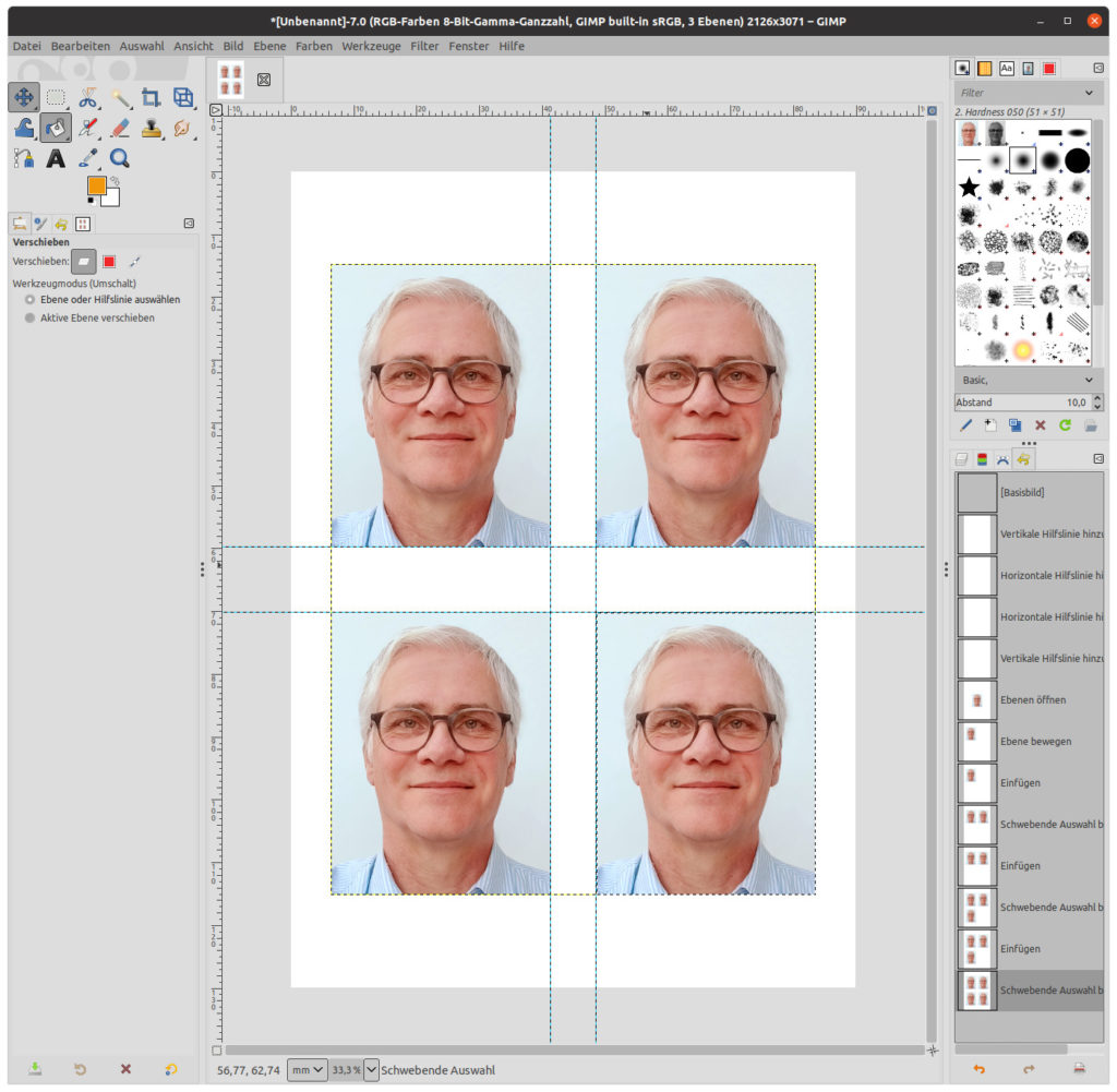 Vierer-Passfoto-Block